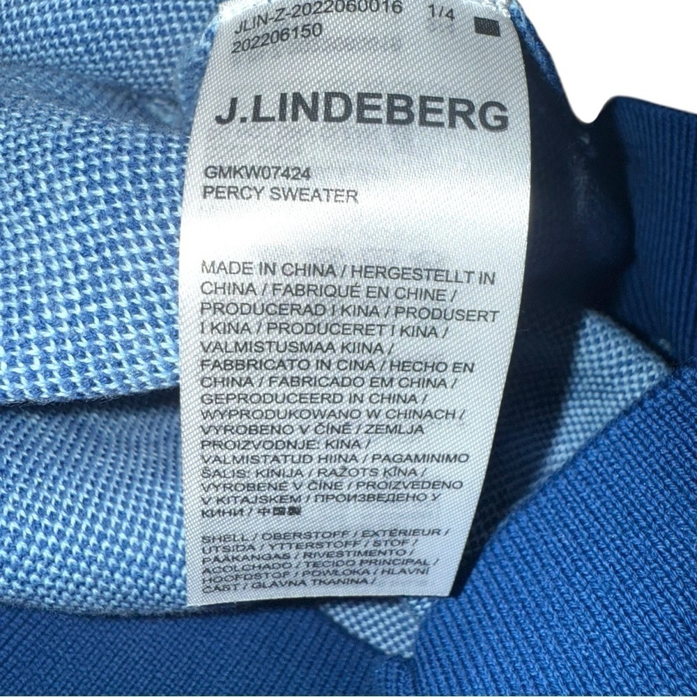 New J. Lindeberg Men’s Percy Hibiscus Blue Sweater Large - Picture 10 of 11